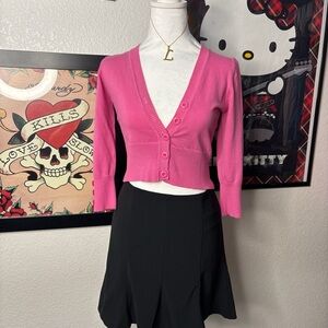 Pink Cropped Cardigan
